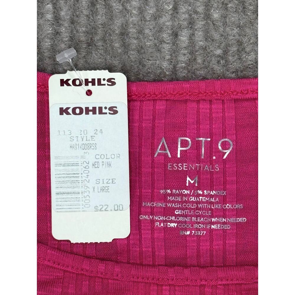 Apt 9 Pink Ribbed Short Sleeve Knit Top Size XL NWT Factory Defect Mismarked - Picture 3 of 6